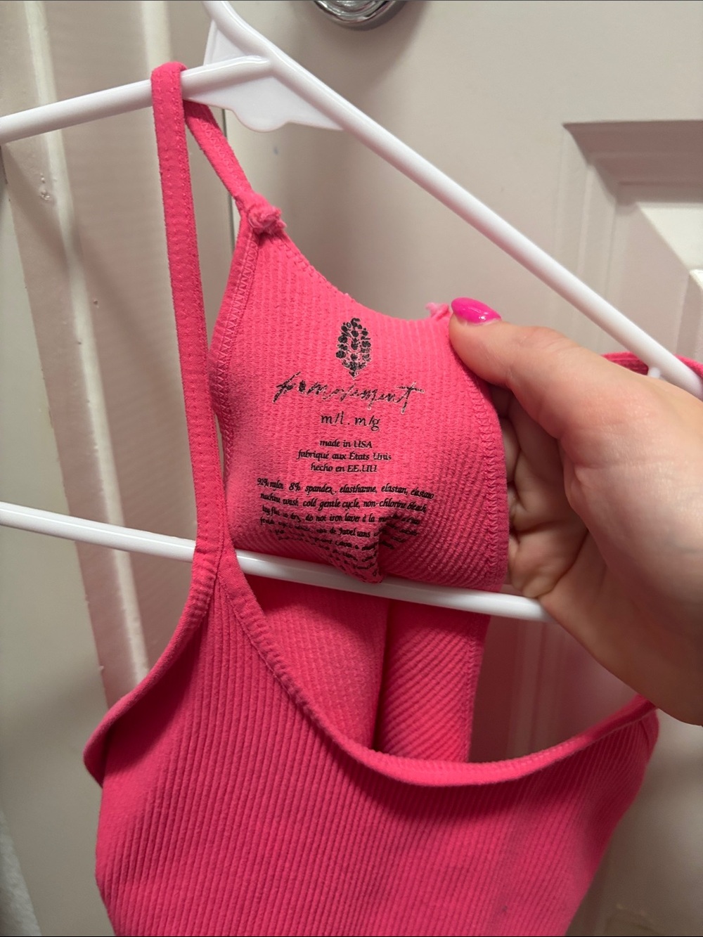 Free People Hot Pink Ribbed Racerback Cami - Picture 4 of 4